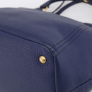 PRADA Hand Bag Leather 2way Blue Gold Auth ep17141V-14