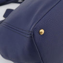 PRADA Hand Bag Leather 2way Blue Gold Auth ep17141V-15