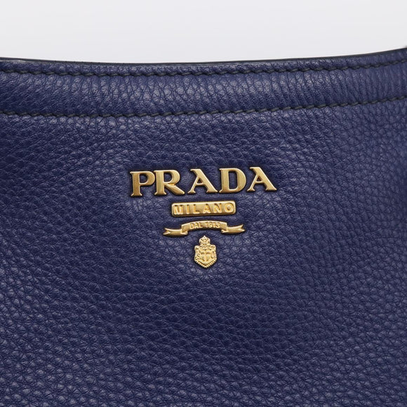 PRADA Hand Bag Leather 2way Blue Gold Auth ep17141V