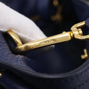 PRADA Hand Bag Leather 2way Blue Gold Auth ep17141V-26