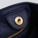 PRADA Hand Bag Leather 2way Blue Gold Auth ep17141V-27