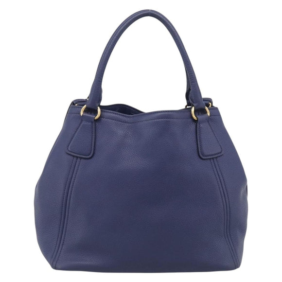 PRADA Hand Bag Leather 2way Blue Gold Auth ep17141V