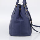 PRADA Hand Bag Leather 2way Blue Gold Auth ep17141V-4