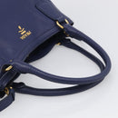PRADA Hand Bag Leather 2way Blue Gold Auth ep17141V-7