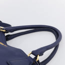 PRADA Hand Bag Leather 2way Blue Gold Auth ep17141V-8