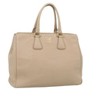 PRADA Hand Bag Leather Beige Gold Auth ep17142V-1