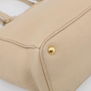 PRADA Hand Bag Leather Beige Gold Auth ep17142V-11