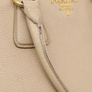 PRADA Hand Bag Leather Beige Gold Auth ep17142V-14