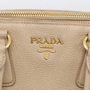 PRADA Hand Bag Leather Beige Gold Auth ep17142V-15