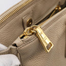 PRADA Hand Bag Leather Beige Gold Auth ep17142V-23