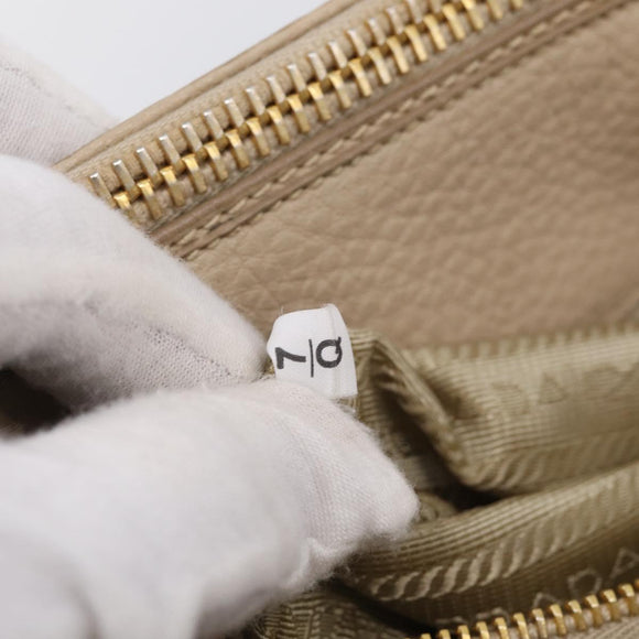 PRADA Hand Bag Leather Beige Gold Auth ep17142V
