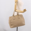PRADA Hand Bag Leather Beige Gold Auth ep17142V-28