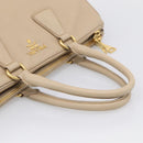 PRADA Hand Bag Leather Beige Gold Auth ep17142V-7