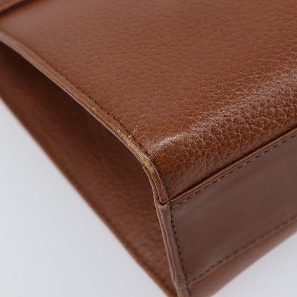 Burberrys Hand Bag Leather Brown Gold Auth ep17148