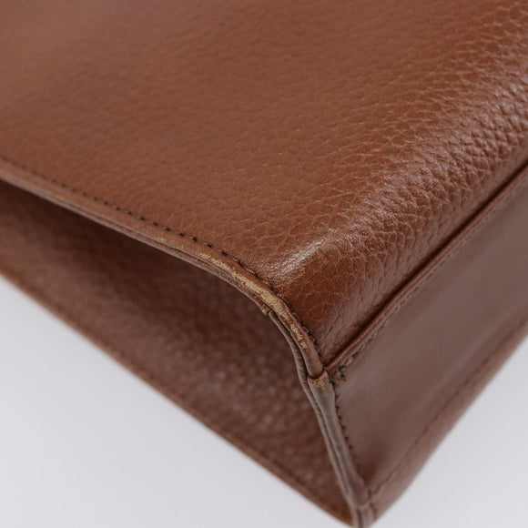 Burberrys Hand Bag Leather Brown Gold Auth ep17148