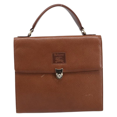Burberrys Hand Bag Leather Brown Gold Auth ep17148 - 0