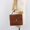 Burberrys Hand Bag Leather Brown Gold Auth ep17148-25