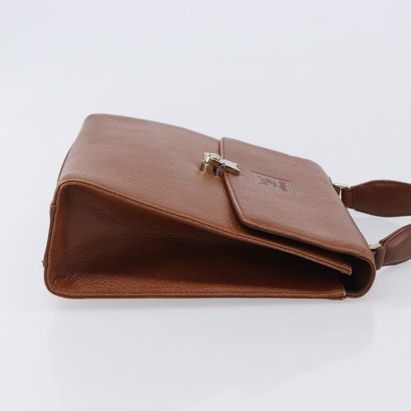 Burberrys Hand Bag Leather Brown Gold Auth ep17148