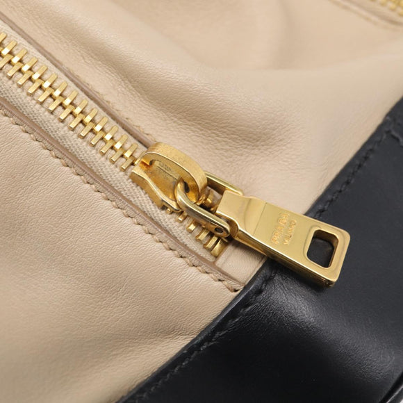 PRADA Hand Bag Leather 2way Beige Gold Auth ep17149V