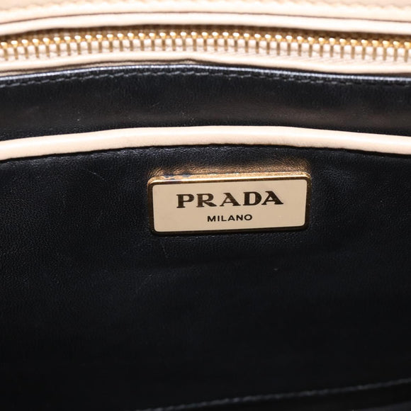PRADA Hand Bag Leather 2way Beige Gold Auth ep17149V