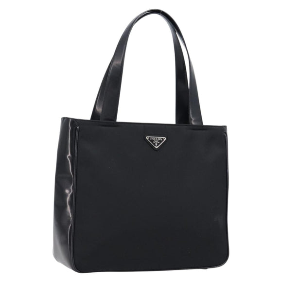 PRADA Tote Bag Nylon Black Silver Auth ep17150