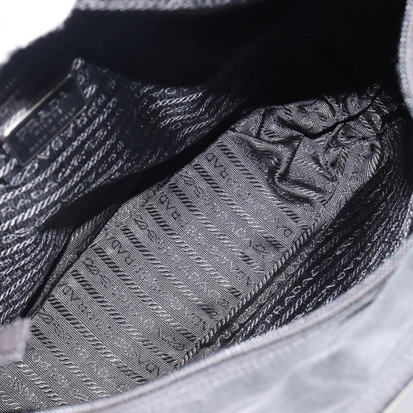 PRADA Tote Bag Nylon Black Silver Auth ep17150