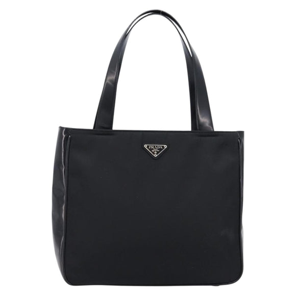 PRADA Tote Bag Nylon Black Silver Auth ep17150