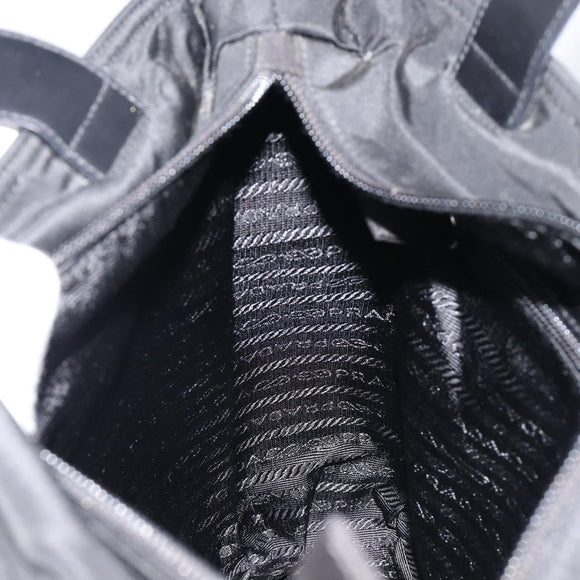 PRADA Tote Bag Nylon Black Silver Auth ep17150