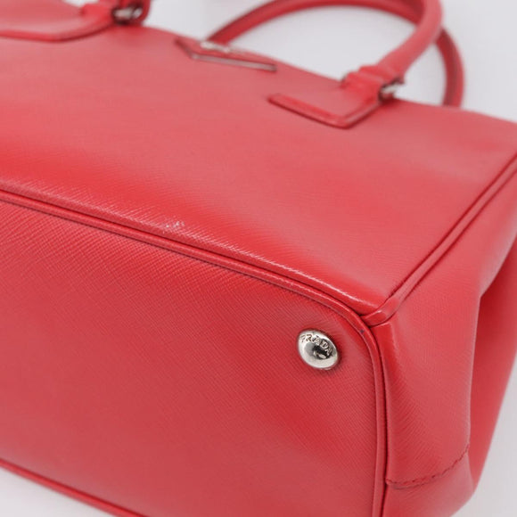 PRADA Hand Bag Safiano Leather 2way Red Silver Auth ep17151V
