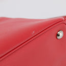 PRADA Hand Bag Safiano Leather 2way Red Silver Auth ep17151V-14