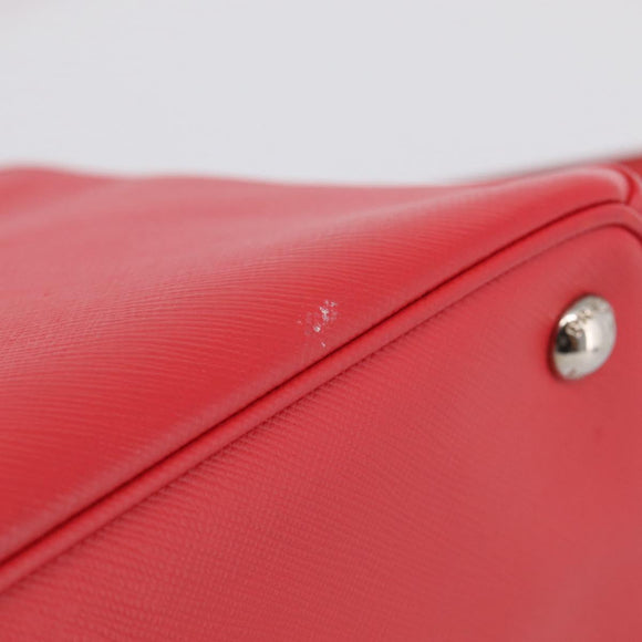 PRADA Hand Bag Safiano Leather 2way Red Silver Auth ep17151V