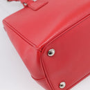 PRADA Hand Bag Safiano Leather 2way Red Silver Auth ep17151V-17