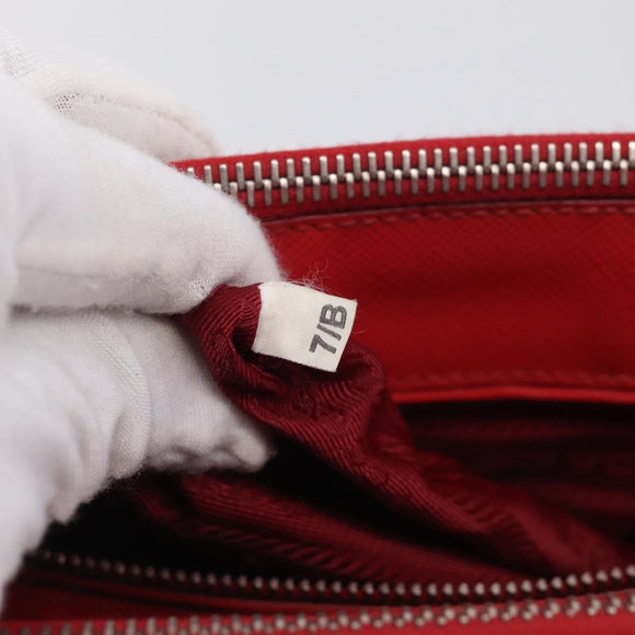 PRADA Hand Bag Safiano Leather 2way Red Silver Auth ep17151V