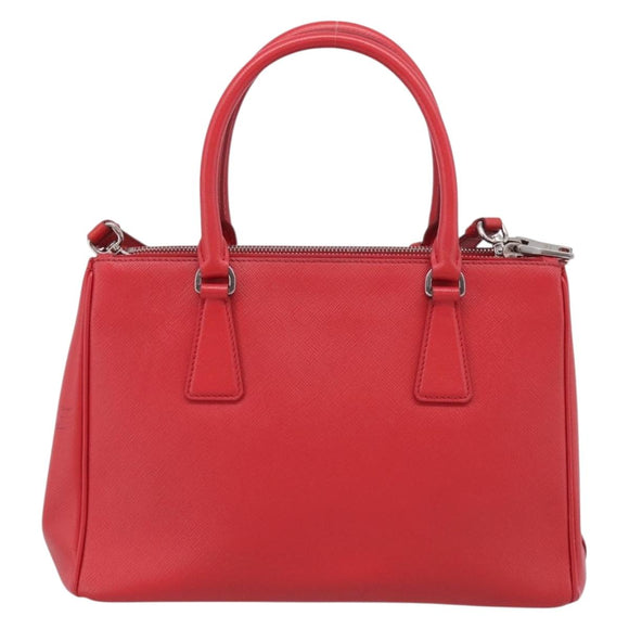 PRADA Hand Bag Safiano Leather 2way Red Silver Auth ep17151V