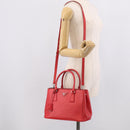 PRADA Hand Bag Safiano Leather 2way Red Silver Auth ep17151V-31