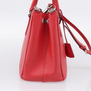 PRADA Hand Bag Safiano Leather 2way Red Silver Auth ep17151V-4