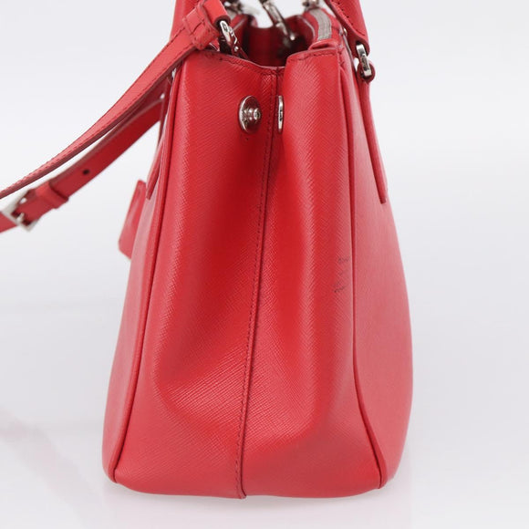 PRADA Hand Bag Safiano Leather 2way Red Silver Auth ep17151V