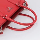 PRADA Hand Bag Safiano Leather 2way Red Silver Auth ep17151V-8