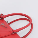 PRADA Hand Bag Safiano Leather 2way Red Silver Auth ep17151V-9