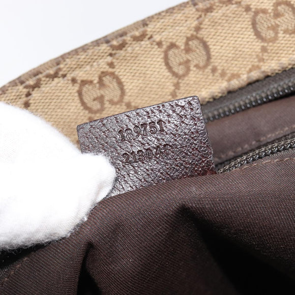 GUCCI GG Canvas Web Sherry Line Shoulder Bag Beige Silver 189751 Auth ep17155