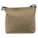 GUCCI GG Canvas Web Sherry Line Shoulder Bag Beige Silver 189751 Auth ep17155-3