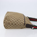 GUCCI GG Canvas Web Sherry Line Shoulder Bag Beige Silver 189751 Auth ep17155-4