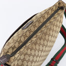 GUCCI GG Canvas Web Sherry Line Shoulder Bag Beige Silver 189751 Auth ep17155-6