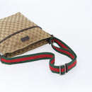 GUCCI GG Canvas Web Sherry Line Shoulder Bag Beige Silver 189751 Auth ep17155-7