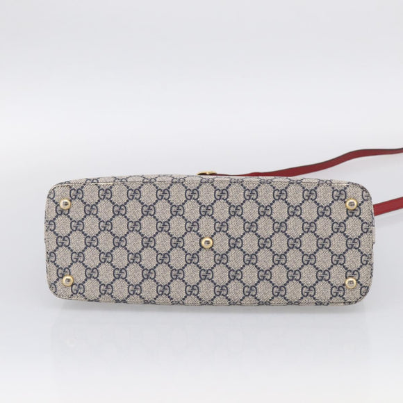 GUCCI GG Supreme Hand Bag PVC 2way Navy Gold 409534 Auth ep17157V
