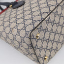 GUCCI GG Supreme Hand Bag PVC 2way Navy Gold 409534 Auth ep17157V-13