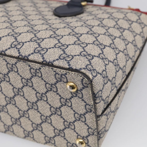GUCCI GG Supreme Hand Bag PVC 2way Navy Gold 409534 Auth ep17157V