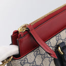 GUCCI GG Supreme Hand Bag PVC 2way Navy Gold 409534 Auth ep17157V-17