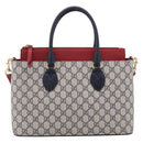 GUCCI GG Supreme Hand Bag PVC 2way Navy Gold 409534 Auth ep17157V-2