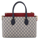 GUCCI GG Supreme Hand Bag PVC 2way Navy Gold 409534 Auth ep17157V-3